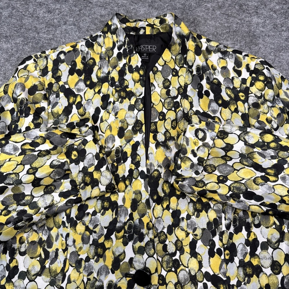 Kasper blazer women's 12 yellow abstract dots watercolor artsy‎ career wedding
